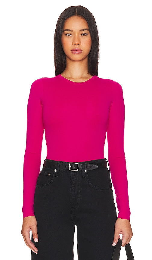 Good American Scuba Crewneck Bodysuit in Pink - Good American Scuba Body ras du cou en rose - Good American 粉色水肺圆领连体衣 - Good American Scuba-Body mit Rundhalsausschnitt in Rosa - Good American 스쿠버 크루넥 바디수트 핑크 색상 - Buon body girocollo americano Scuba in rosa