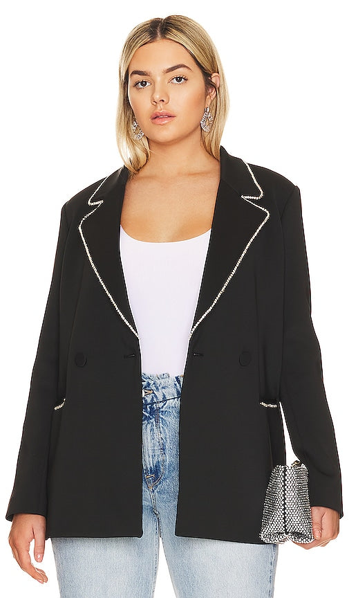 Good American Scuba Crystal Blazer in Black