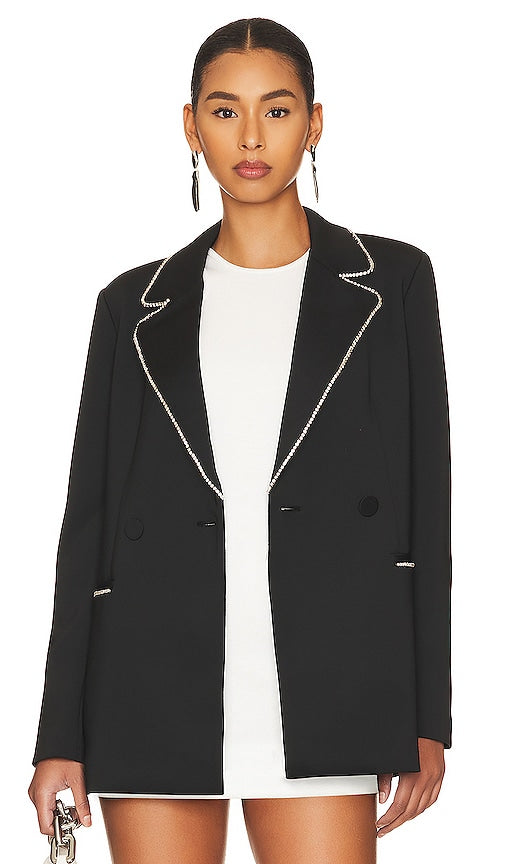 Good American Scuba Crystal Blazer in Black - Good American Blazer en cristal de plongée en noir - Good American 黑色水肺水晶西装外套 - Good American Scuba Crystal Blazer in Schwarz - Good American 스쿠버 크리스탈 블레이저 블랙 색상 - Buon blazer americano in cristallo scuba in nero