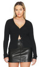 Good American Shine Rib V-neck Cardi in Black