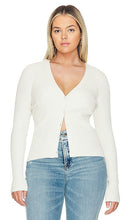 Good American Shine Rib V-neck Cardi in White