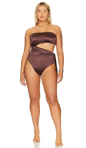Good American Side Tie Cut Out in Brown
