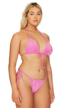 Good American Sparkle Tie Front Triangle Top in Pink