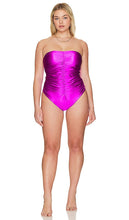 Good American Strapless Ruched Onepiece in Purple