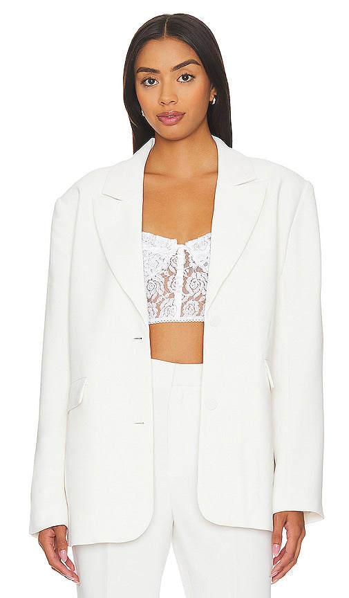 Good American Suiting Boyfriend Blazer in Ivory