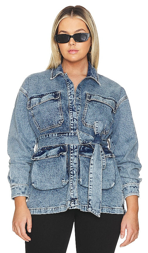 Good American Uniform Cargo Jacket in Blue