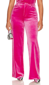 Good American Velvet Wide Leg Trouser in Fuchsia