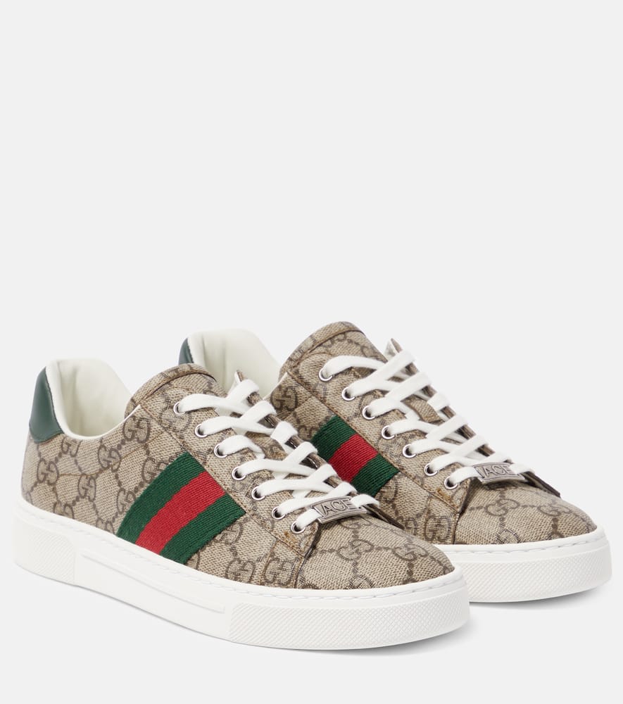 Gucci Ace leather-trimmed GG sneakers - Gucci Ace 皮革饰边 GG 运动鞋