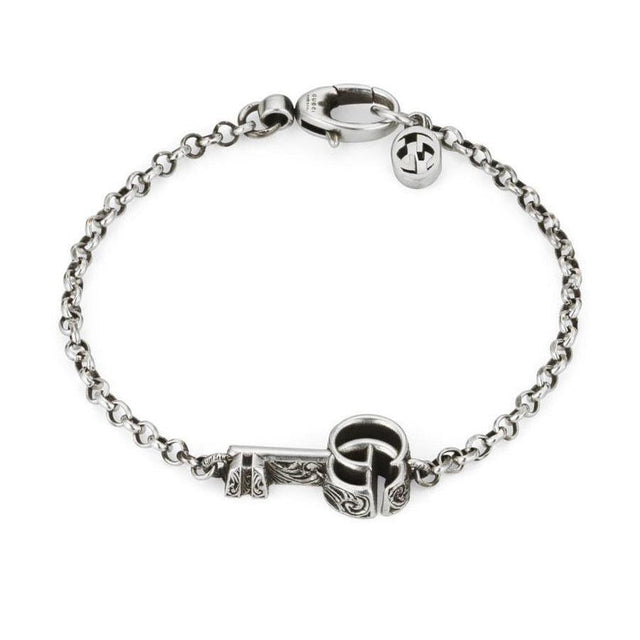Gucci Aged Sterling Silver GG Marmont Key Bracelet