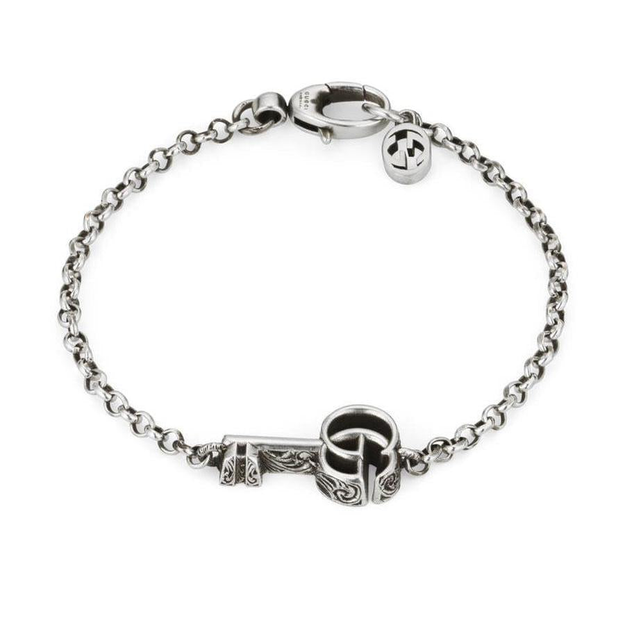 Gucci Aged Sterling Silver GG Marmont Key Bracelet