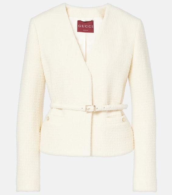 Gucci Belted wool-blend boucl√É¬© jacket