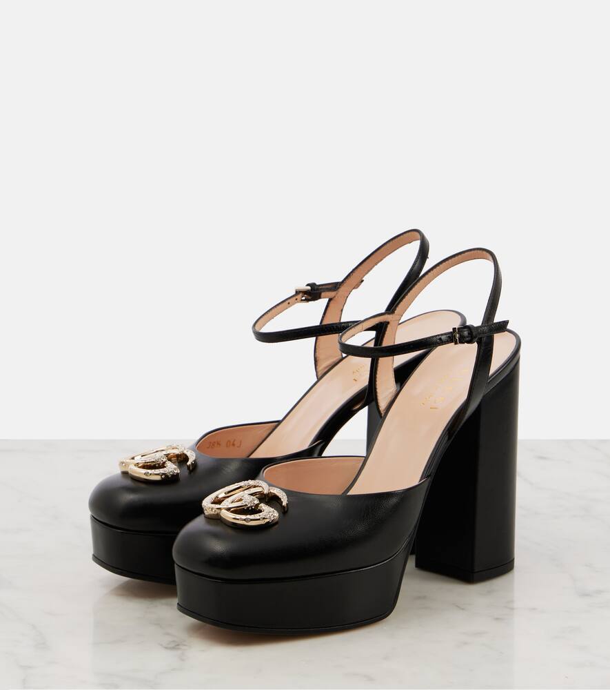 Gucci Double G embellished leather platform pumps
