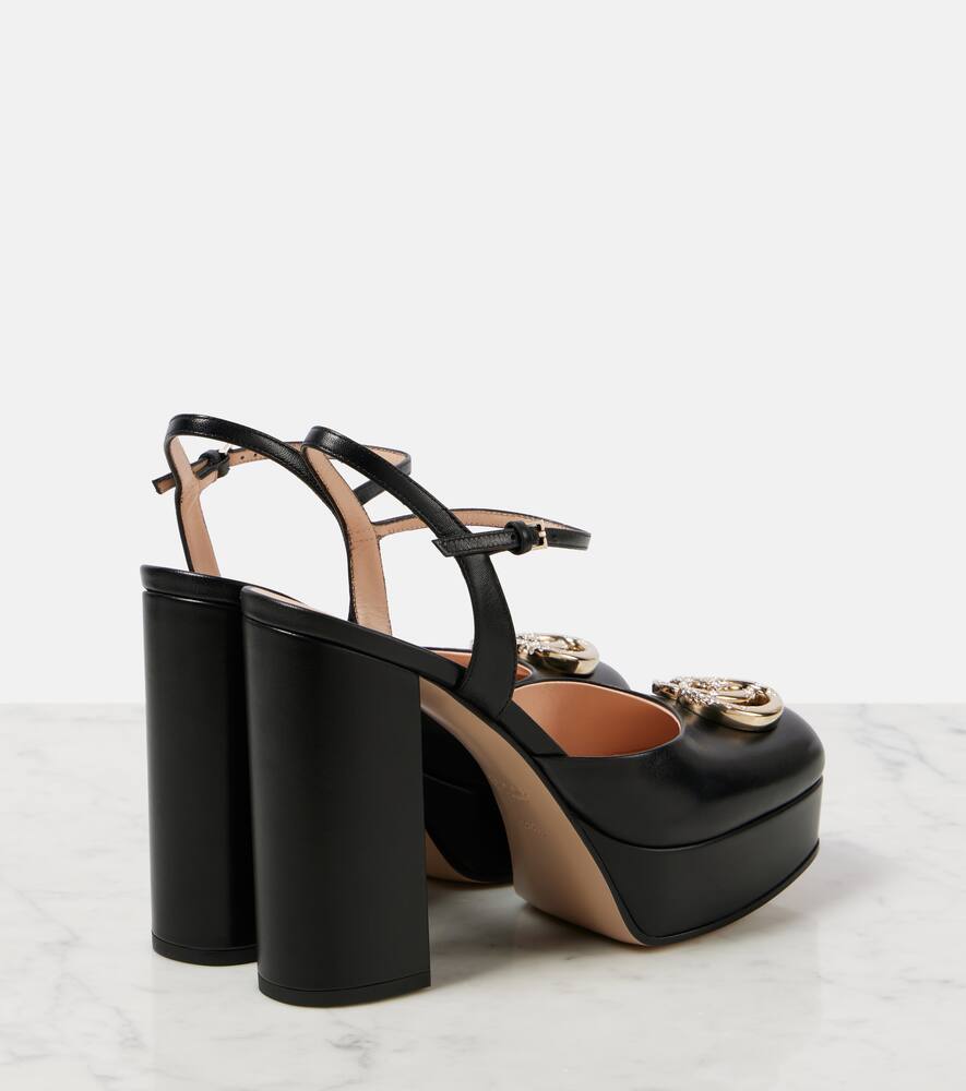 Gucci Double G embellished leather platform pumps