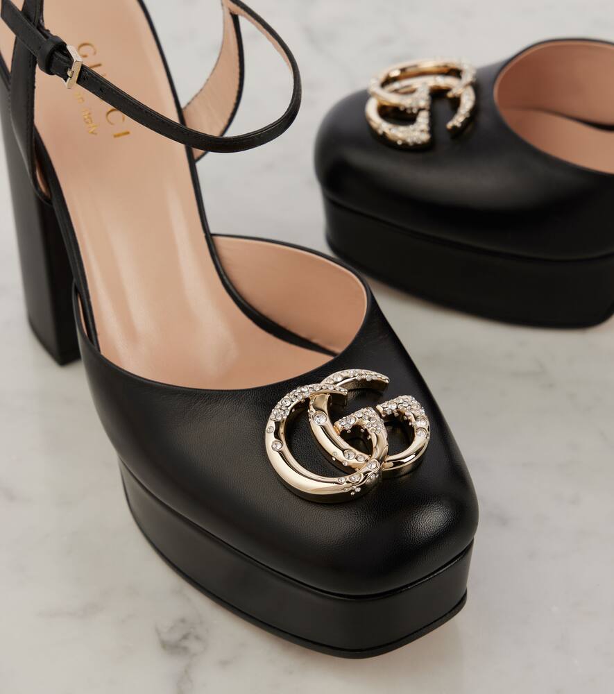 Gucci Double G embellished leather platform pumps