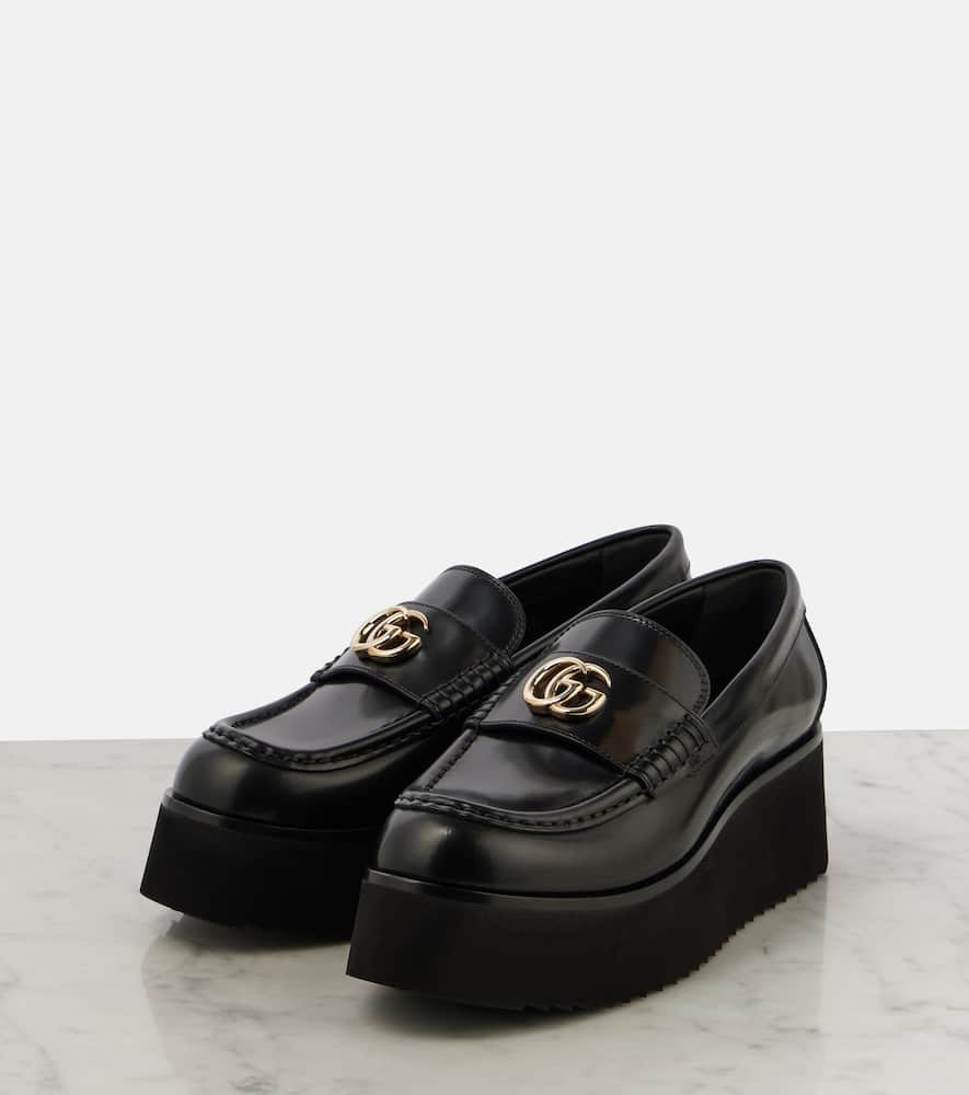 Gucci Double G leather platform loafers