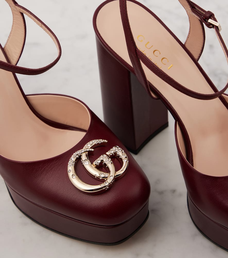 Gucci Double G leather platform pumps