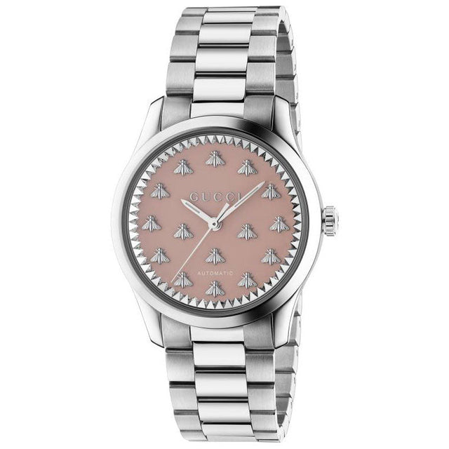 Gucci G-Timeless Pink Dial with Bee Motif Automatic Stainless Steel 38mm Watch | YA1264188