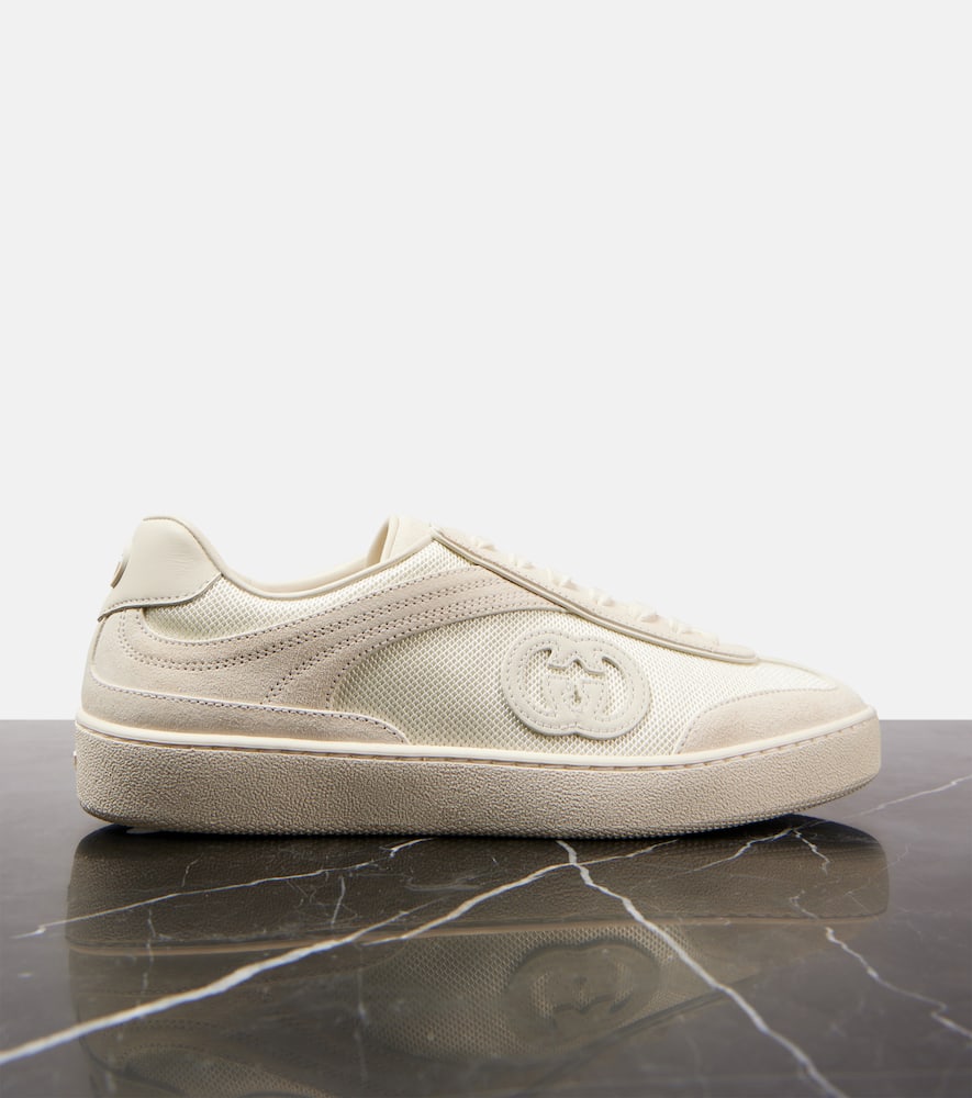 Gucci G74 suede-trimmed sneakers