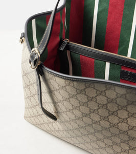 Gucci GG Canvas Large leather-trimmed tote bag