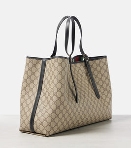 Gucci GG Canvas Large leather-trimmed tote bag