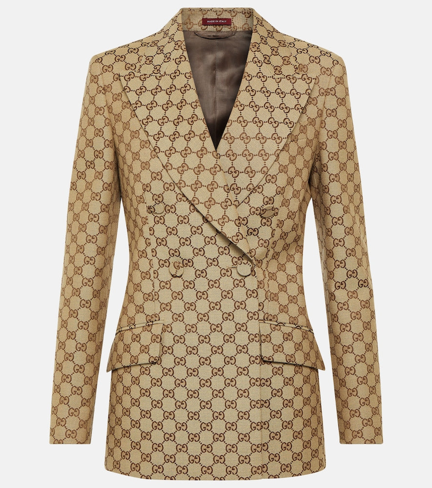 Gucci GG Canvas double-breasted blazer - Gucci GG帆布双排扣西装外套