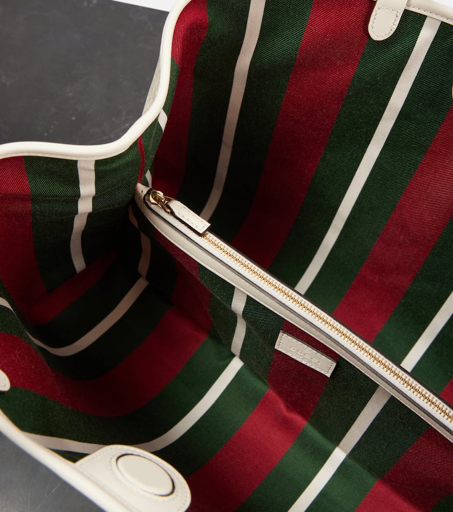 Gucci GG Emblem Medium leather-trimmed tote bag