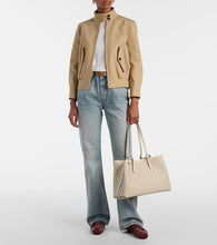 Gucci GG Emblem Medium leather-trimmed tote bag