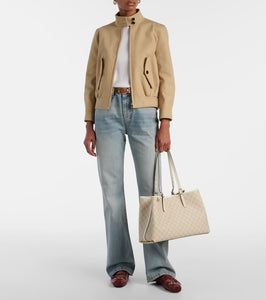 Gucci GG Emblem Medium leather-trimmed tote bag