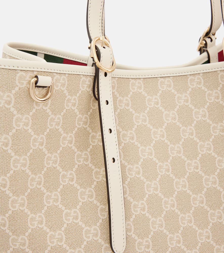 Gucci GG Emblem Medium leather-trimmed tote bag