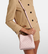 Gucci GG Emblem Mini leather-trimmed bucket bag