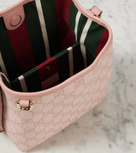 Gucci GG Emblem Mini leather-trimmed bucket bag