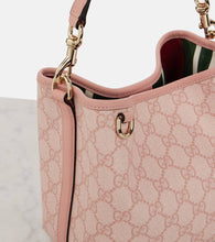 Gucci GG Emblem Mini leather-trimmed bucket bag