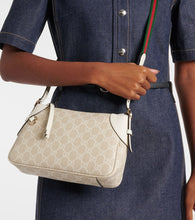 Gucci GG Emblem Small leather-trimmed shoulder bag