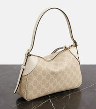 Gucci GG Emblem Small leather-trimmed shoulder bag