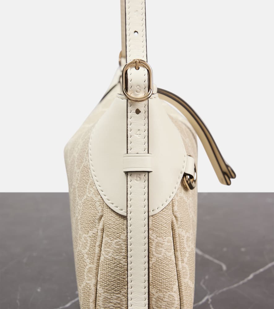 Gucci GG Emblem Small leather-trimmed shoulder bag