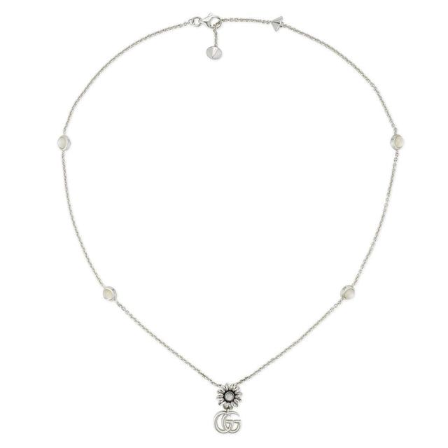 Gucci GG Marmont Mother of Pearl Sterling Silver Necklace