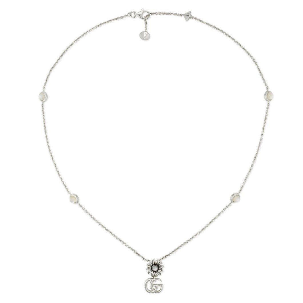 Gucci GG Marmont Mother of Pearl Sterling Silver Necklace