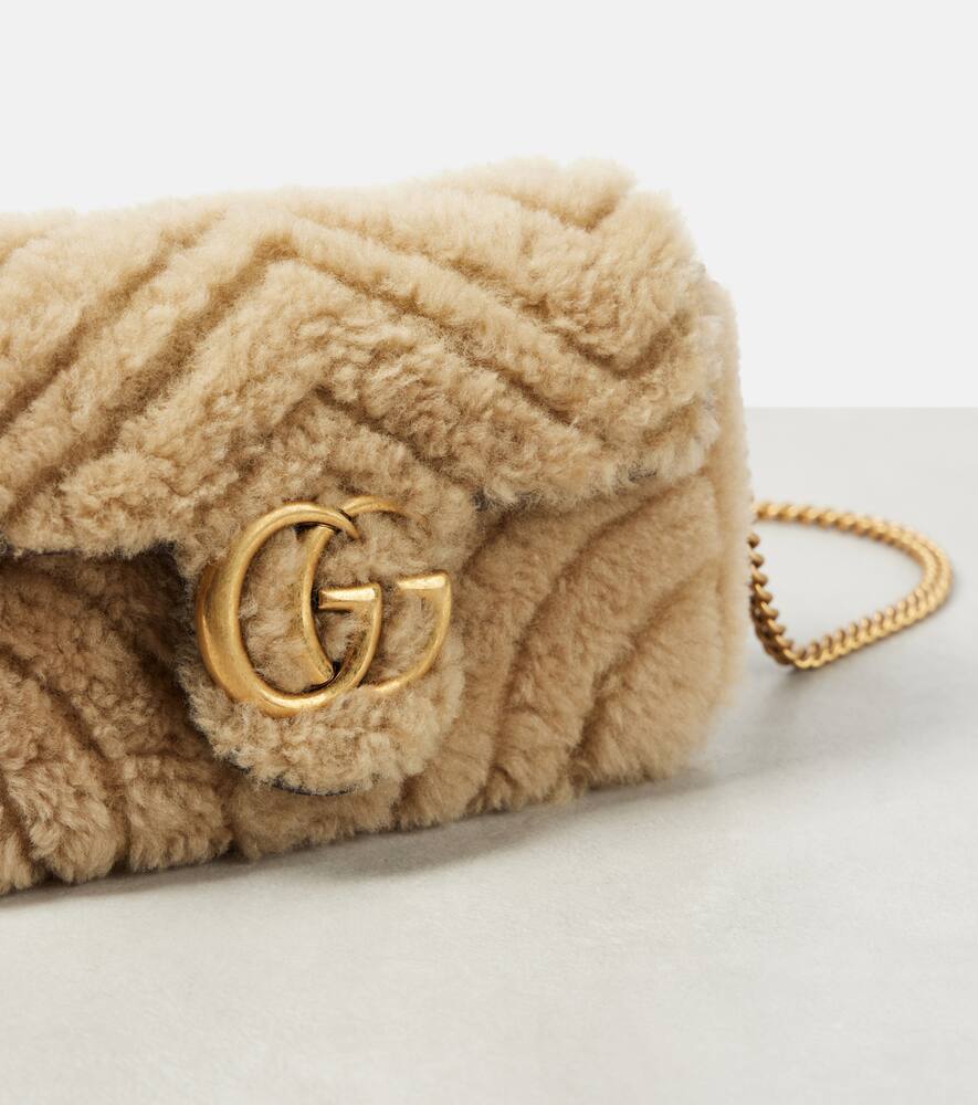 Gucci GG Marmont Super Mini shearling shoulder bag