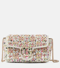Gucci GG Marmont Super Mini tweed shoulder bag. Shop Gucci Crossbody Bags for women now.