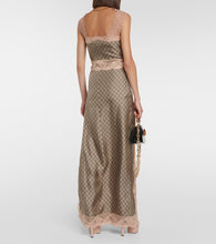 Gucci GG Supreme lace-trimmed silk maxi dress