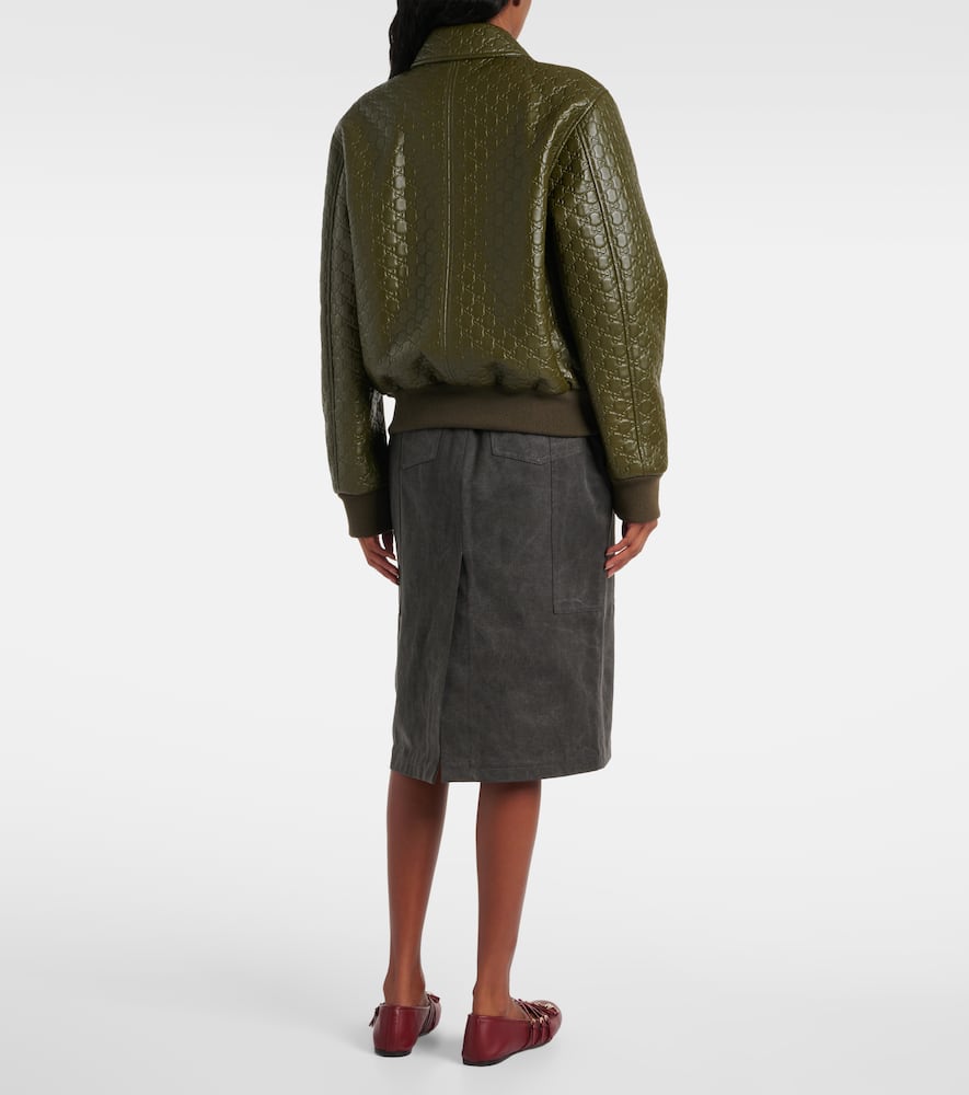 Gucci GG embossed leather bomber jacket