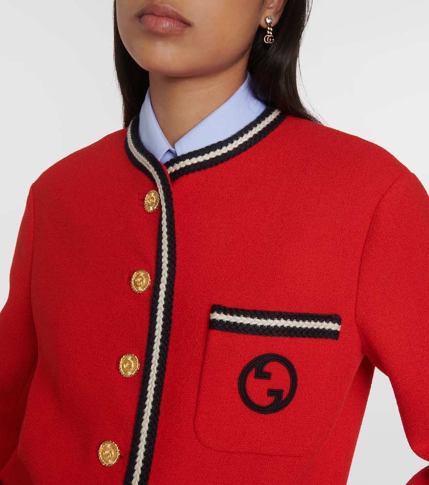 Gucci GG embroidered wool-blend tweed jacket
