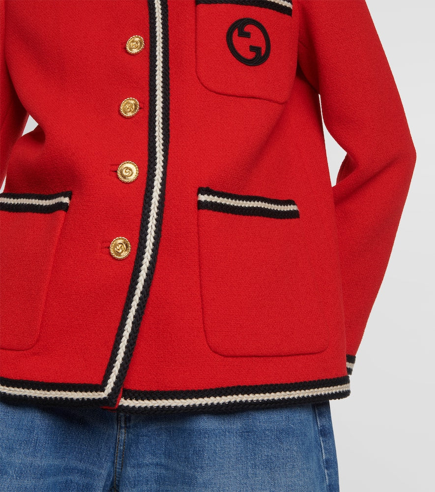 Gucci GG embroidered wool-blend tweed jacket