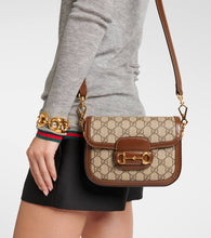 Gucci Gucci Horsebit 1955 Mini leather-trimmed shoulder bag