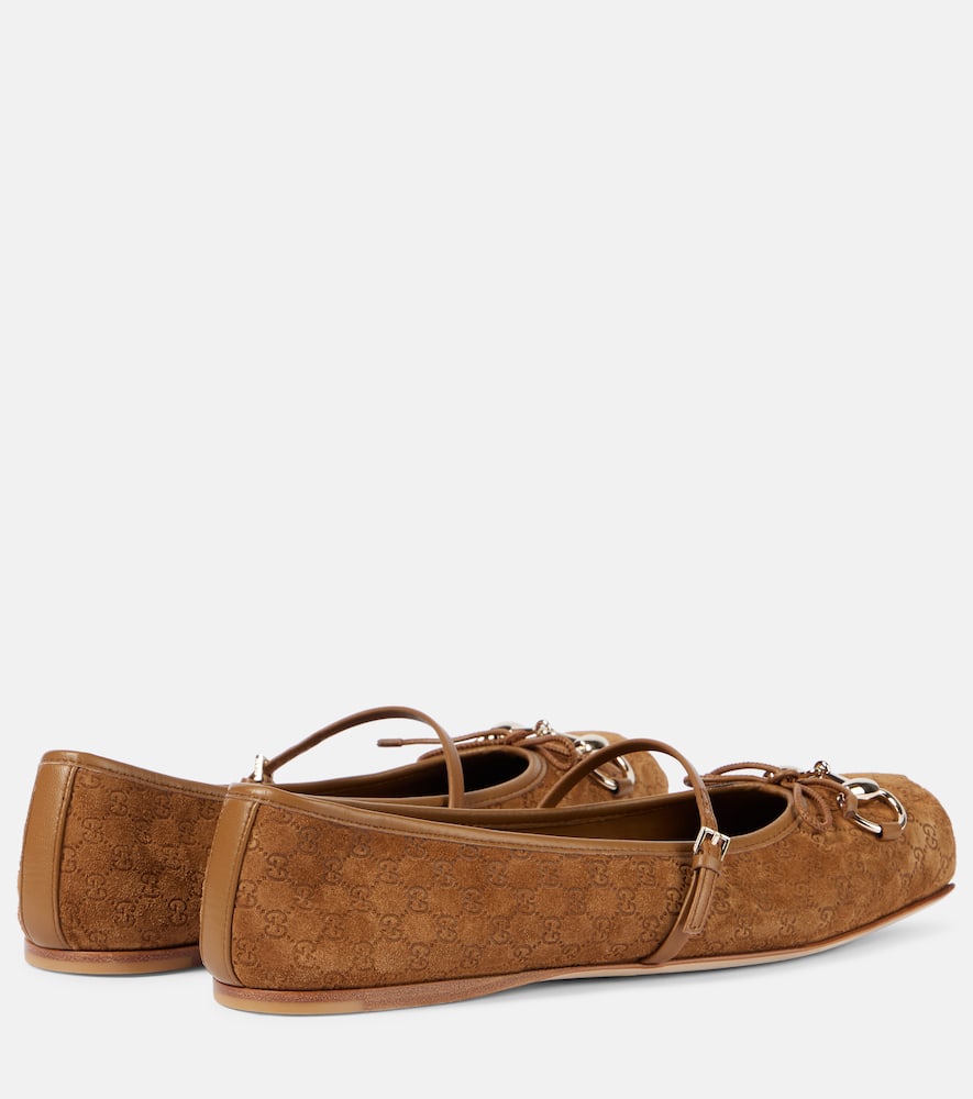 Gucci Gucci Horsebit GG suede ballet flats