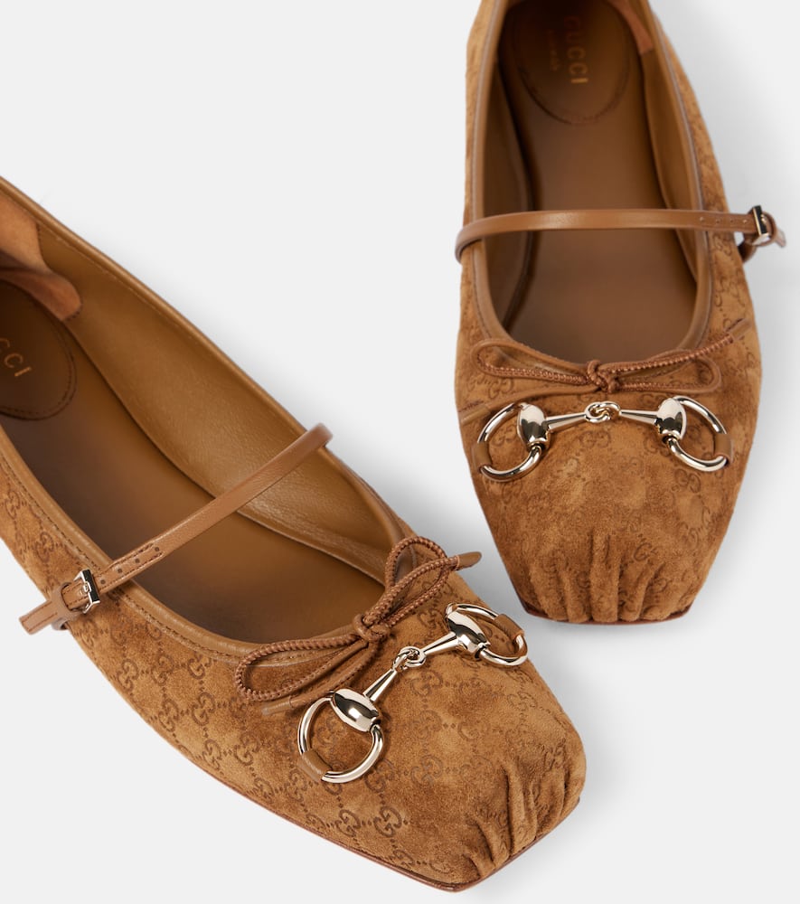Gucci Gucci Horsebit GG suede ballet flats
