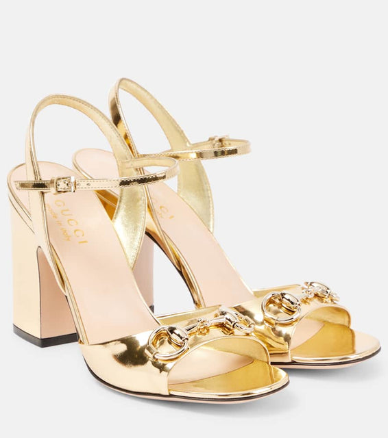 Gucci Gucci Horsebit metallic leather sandals