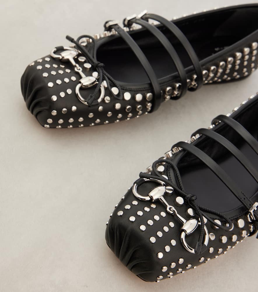 Gucci Gucci Horsebit studded leather ballet flats
