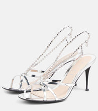 Gucci Heloise embellished metallic leather sandals