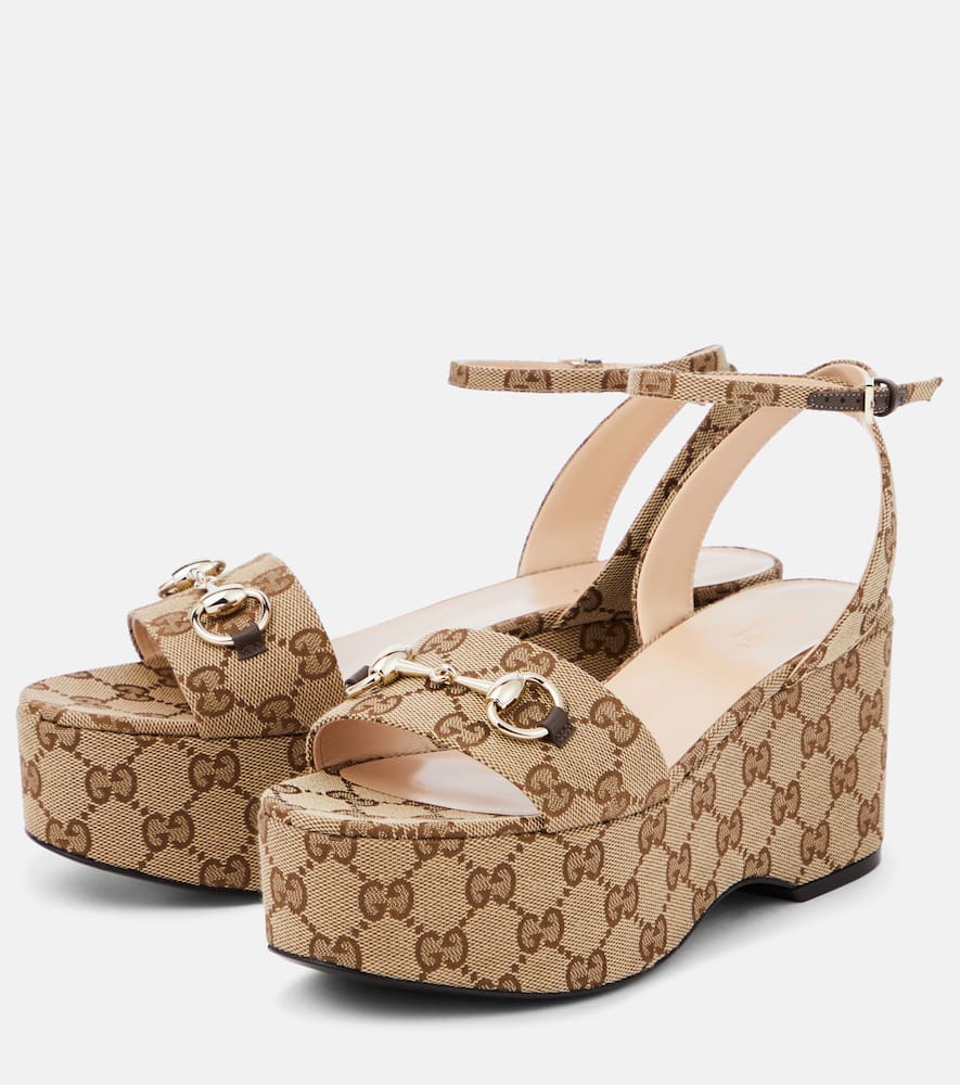 Gucci Horsebit GG Canvas platform sandals